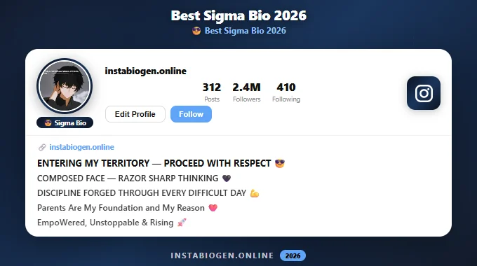 Best Sigma Bio for Instagram 2026 – Lone Wolf Vibes